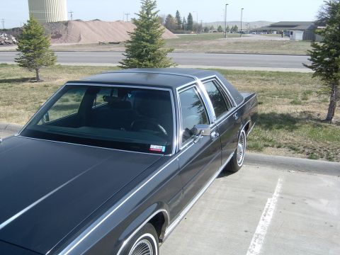 1990 Ford Crown Victoria - This 1990 Ford Crown Victoria is parked in an outdoor lot with trees and industrial background.