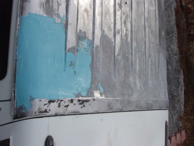 1995 Ford C-350 (Centurion Conversions) - The first batch of the skim coat of bondo.