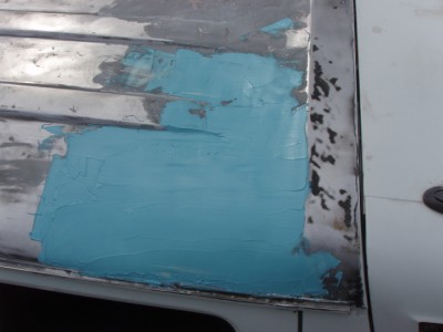 1995 Ford C-350 (Centurion Conversions) - Another shot of the blue bondo.