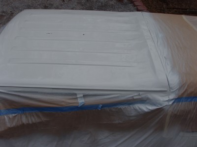 1995 Ford C-350 (Centurion Conversions) - The roof with the final coat of paint sprayed. Now all that is left is to blend the edges where the new paint meets the old.