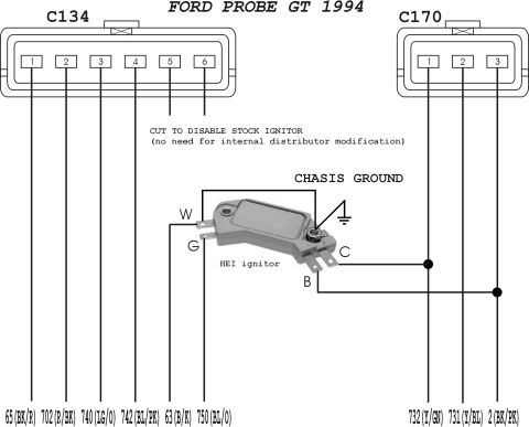 1993 Ford Probe - HEI module diagram (no external coil)