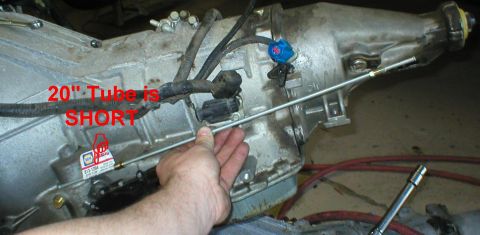 1994 Ford Crown Victoria - The TCCoA article recommends an 18" tube, but this 20" one is obviously short. I used a 30" line.