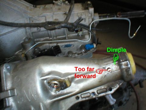 1994 Ford Crown Victoria - I drilled too far forward - I should have drilled in the dimple of the casting. Considering the rotation of the driveshaft & the location o…