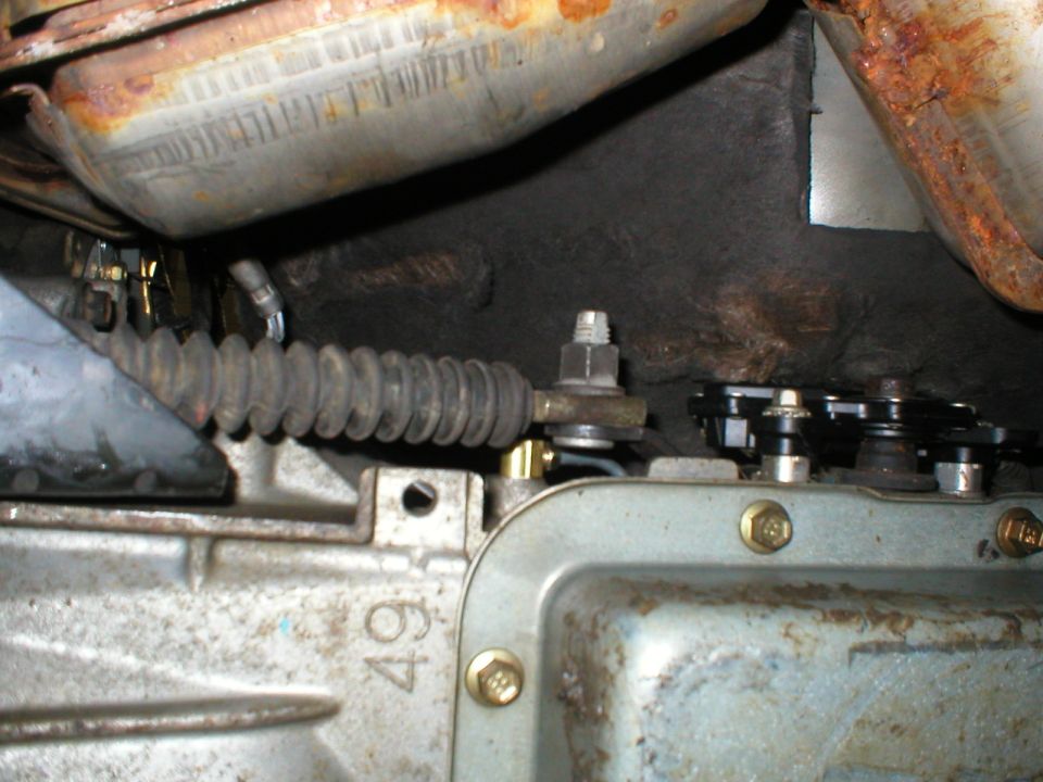 Finished installed view of the shifter from below.  There is no interference.