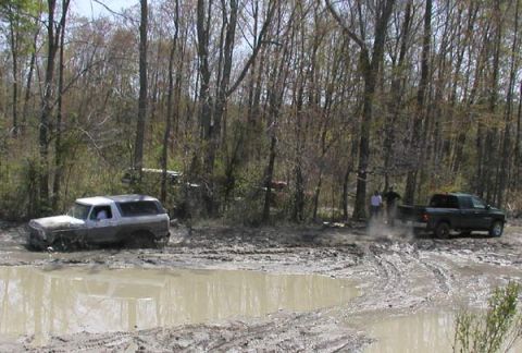 1988 Ford Bronco - HIs friend with the Ram snapped the tow strap three times.