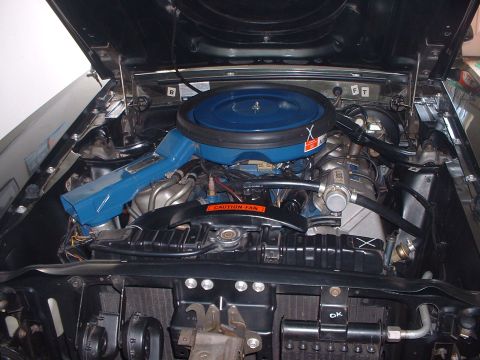 1999 Ford Crown Victoria - Engine bay details including air intake and radiator, with a 'CAUTION FAN' warning sticker.