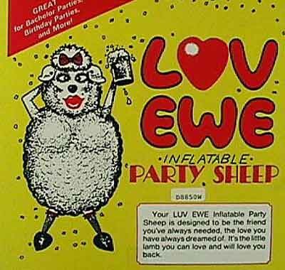 1988 Ford Bronco - This advertisement promotes an inflatable party sheep product with text describing its features and intended use.