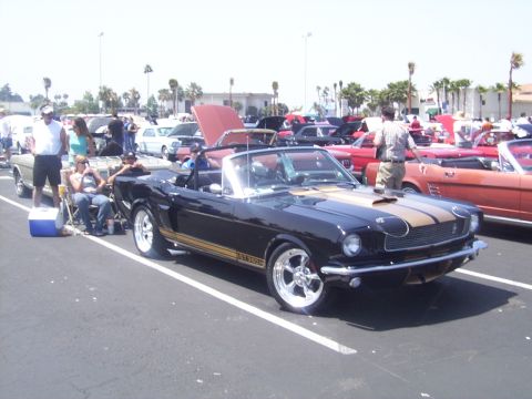 2002 Ford Mustang - A black 1967 Shelby GT500 convertible is parked at a car show with other vehicles.