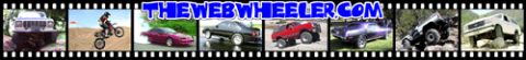1990 Ford Bronco - web banner reading TheWebWheeler.com over a filmstrip of small photos showing trucks, a motorcycle, and cars.