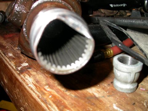 1990 Ford Bronco - Results of dropping D50 slip shaft onto concrete shop floor. Much to my relief the badly mangled part is just a seal.
