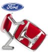 1968 Ford Mustang - A red car emblem is shown with a Ford logo, but no vehicle is visible.