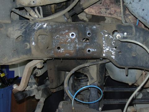 1991 Ford Bronco - The frame after removing the TTB upper spring bucket and shocks