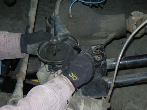 1991 Ford Bronco - Marking the hole to mount a 78/79 lower spring perch