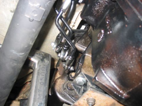 1981 Ford Bronco - Clearance between shifters and front crossmember.