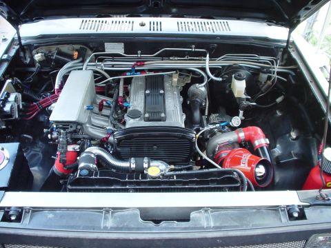 1987 Mazda B2000 - Recent motor pic, before new aluminum radiator.