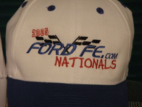 1963 Ford Fairlane - Hat embroidered with "2005 FORD FE.COM NATIONALS" and checkered flags, likely from an event.
