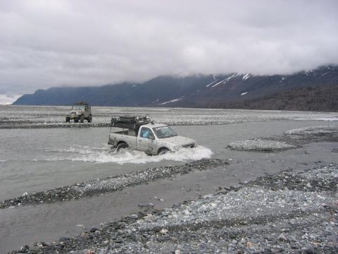 1985 Ford Bronco - Trey crossing Metal Creek up by the glacier.