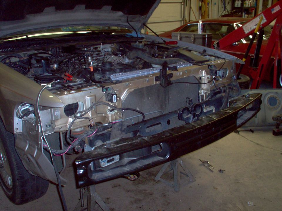 The new core support, almost ready to have the grille & bumper reinstalled.