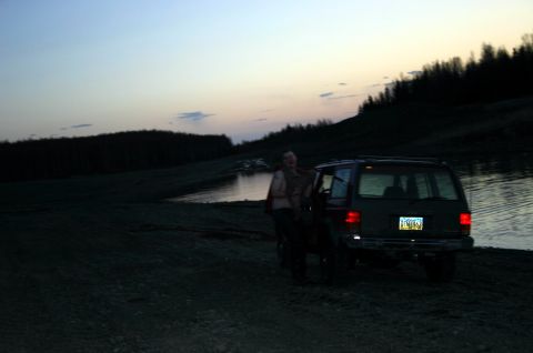 2003 Jeep TJ - Jeep Cherokee XJ at dusk near a lake.