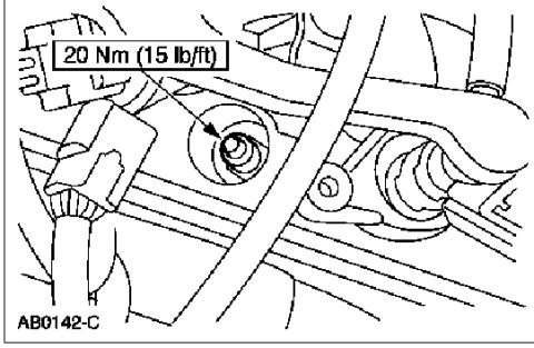 2000 Ford Crown Victoria - This diagram illustrates the correct torque setting for a specific engine part, indicating 20 Nm or 15 lb/ft.
