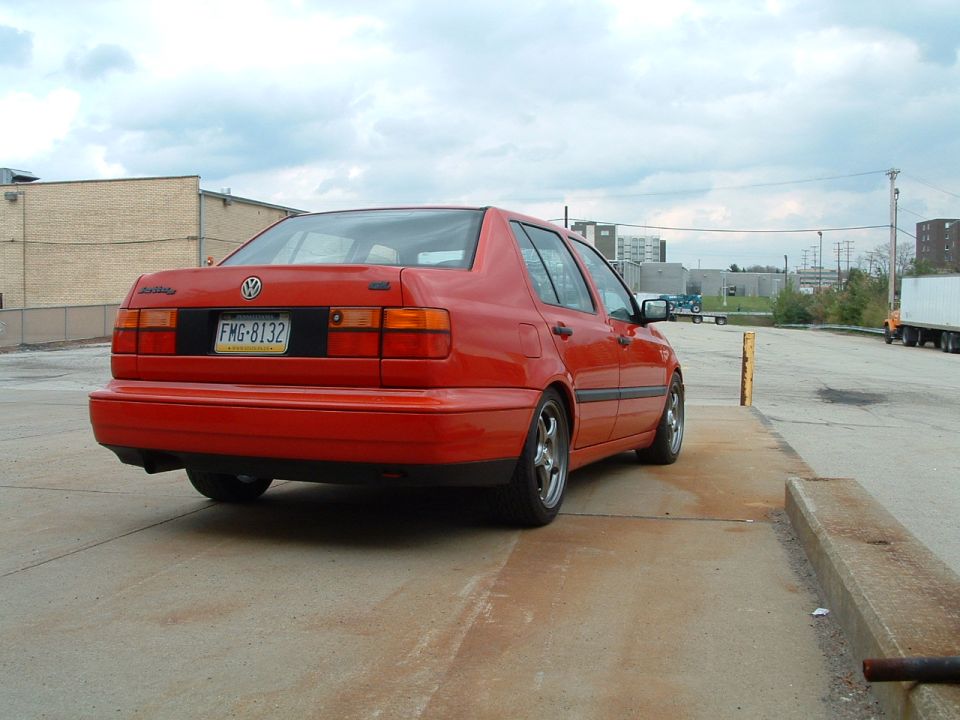 Red 1994 Volkswagen Jetta sedan, rear view