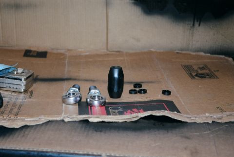 1996 Ford Bronco - Just another view of the shackle assembly, note the 1/4" spacers to allow more right/left movement when installed.