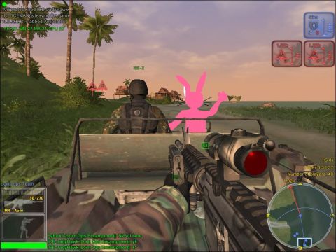 1993 Ford Bronco - A pink bunny character is visible in a video game scene, alongside a soldier and a vehicle.