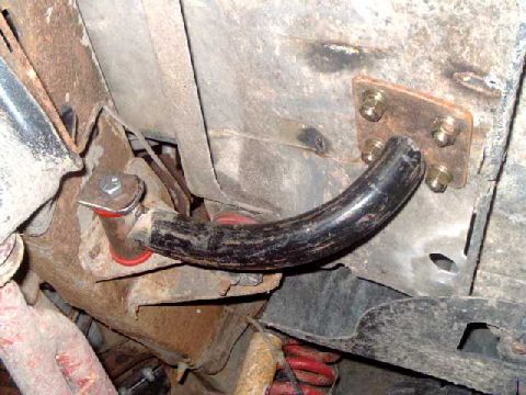 1984 Ford Bronco - A-piilar cage-frame mount. This is for the windshield post runner from above. Custom bushing mount to frame.
