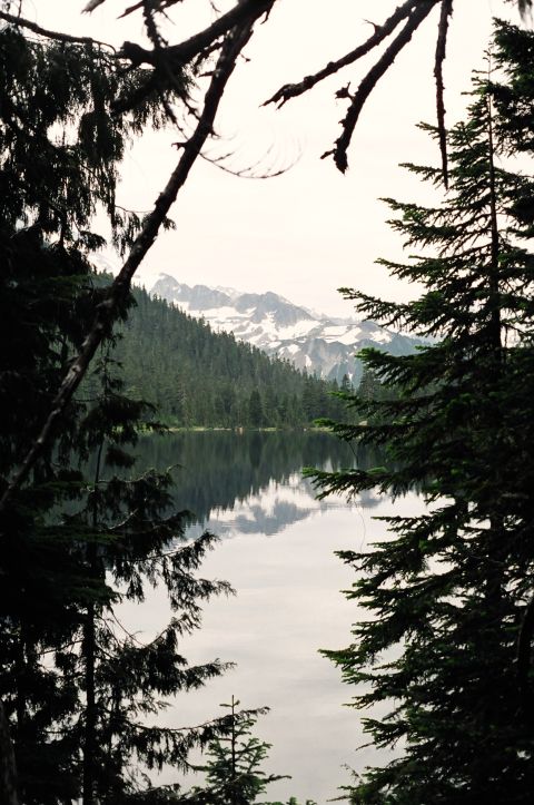 1976 Ford F-150 - Tranquil mountain lake scene with reflections of snow-covered peaks.
