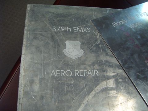 1988 Ford Bronco - A metal plaque displays '379th EMXS' and 'AERO REPAIR' with an emblem, suggesting a connection to aviation maintenance.