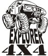 1991 Ford Explorer - This is a drawing of a monster truck with the words EXPLORER 4X4 prominently displayed below it.