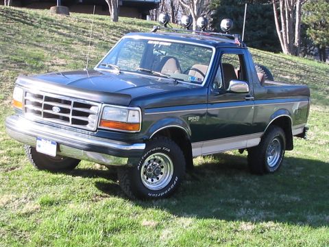 1992 Ford Bronco - This 1992 Ford Bronco features a distinctive chrome grille and auxiliary lighting on its roof.