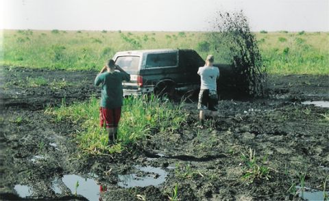 1992 Ford Bronco - This 1992 Ford Bronco got stuck in the mud while off-roading.