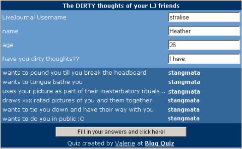 1990 Ford Mustang - This is a screenshot of an online quiz form asking personal questions.