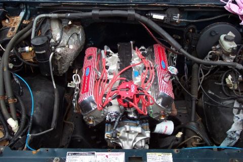 1995 Ford F-150 - Engine in chassis about to be reconnected.