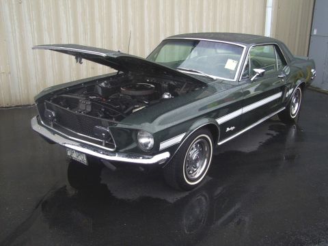 2002 Ford Mustang - This classic Ford Mustang coupe has its hood open, revealing the engine bay.