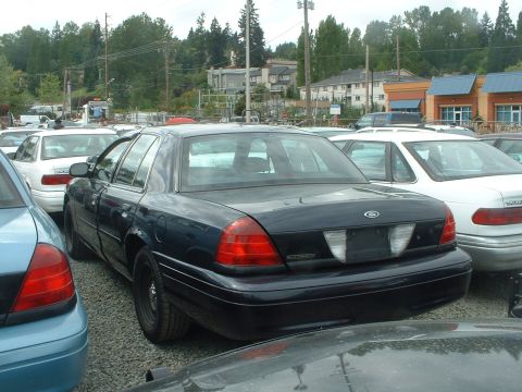 1999 Ford Crown Victoria - Several cars are parked in a lot, with a dark blue sedan in the foreground.