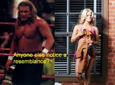 1991 Ford Bronco - A side-by-side joke image of two people with the yellow caption text "Anyone else notice a resemblance?" — no vehicle or vehicle part is sh…