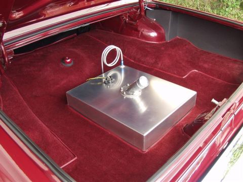 1964 Ford Galaxie - Trunk of a 1964 Ford Galaxie showing a custom fuel tank installation.