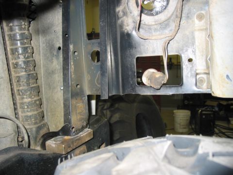 1981 Ford Bronco - Removed a bunch of the radiator support. Hopefully the relocated mount will survive.