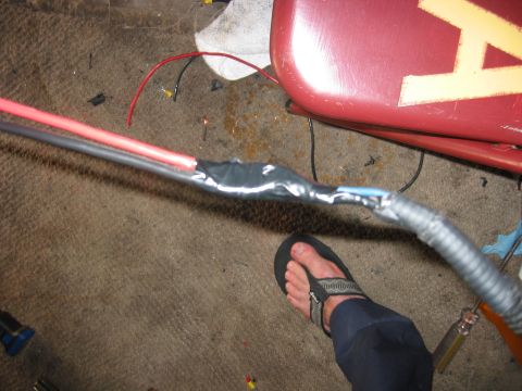 1989 Ford Bronco - I didnt have any heat shrink this big so I had to resort to electrical tape. This is the splice into the fan connector pigtail.