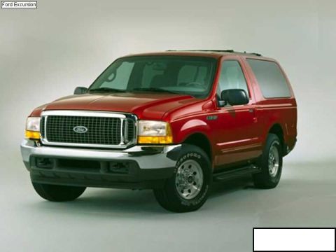 1993 Ford Bronco - This red Ford Excursion SUV is shown from a 3/4 front angle against a neutral background.