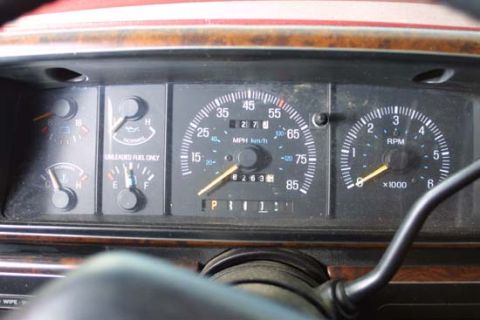 1989 Ford Bronco - The interior dashboard shows various gauges including the speedometer and tachometer.