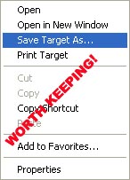 1989 Ford Bronco - Screenshot of a Windows right-click context menu (Open, Save Target As..., Print Target, Copy Shortcut, Add to Favorites, Properties) with…