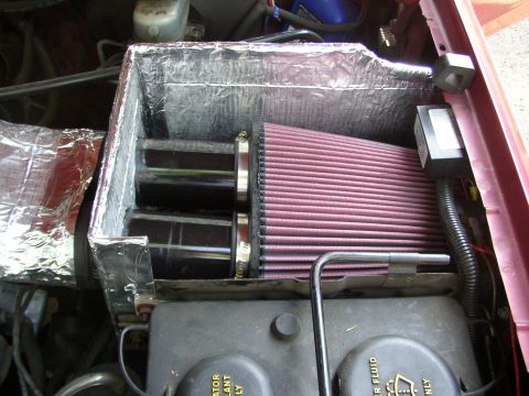1995 Ford Bronco - Custom engine bay modification a K&N air filter and insulated heat shield.