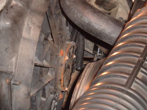 1994 Ford Bronco - decided to mount it side ways so it was closer to the upper rad. hose