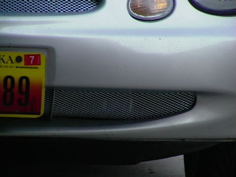 1999 Ford Taurus - Close-up of a white vehicle's rear bumper, a yellow license plate.