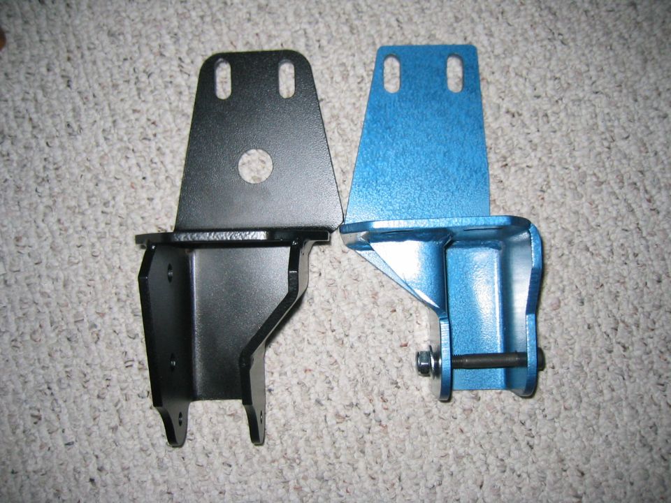Black and blue trackbar mounts on carpet