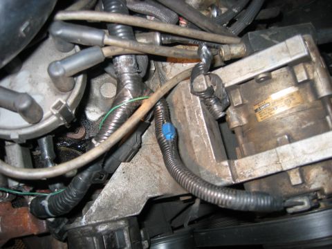1989 Ford Bronco - This is the tie-in for the green AC ON wire to the fan controller. This tells the fan to come on every time the AC compressor kicks in.