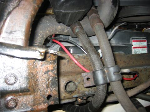 1989 Ford Bronco - Bottom up view of the routing of my fan wires.